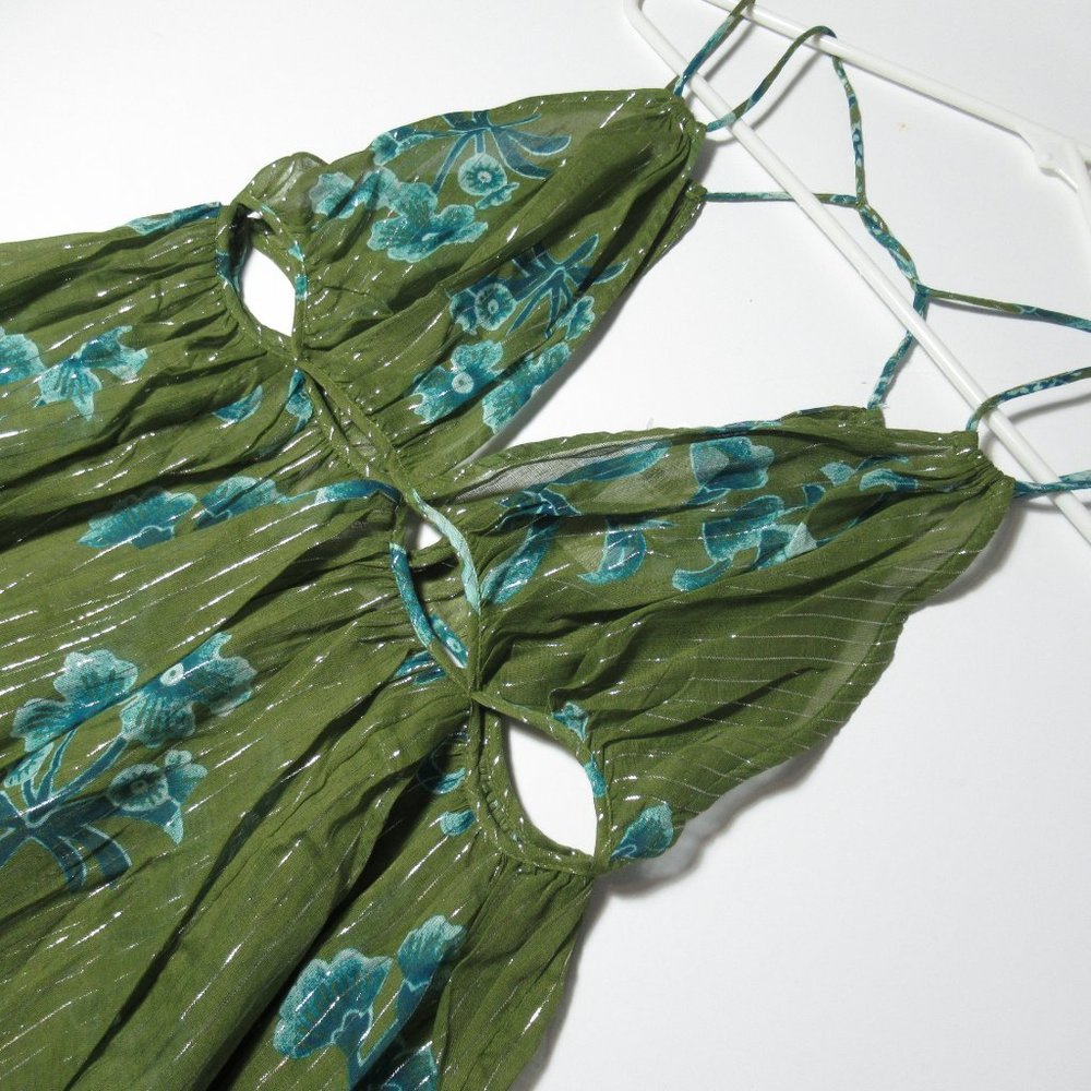 Anthropologie Cutout Maxi Dress Green - Medium Petite MP - Picture 6 of 9